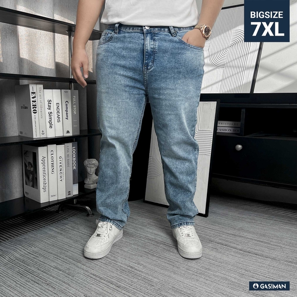 Quần Jean dài Bigsize phom Suông Màu Xanh Nhạt