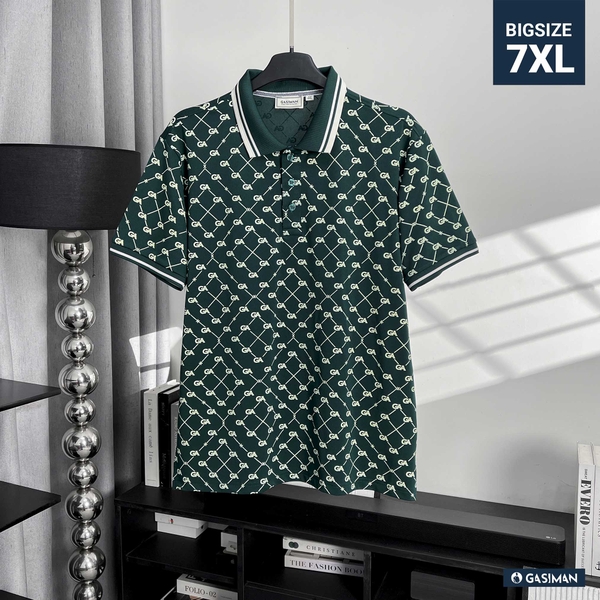 Polo BigSize Royal Sailor Monogram Màu Xanh Rêu