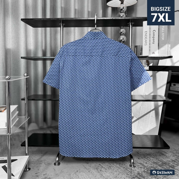 Áo Sơ Mi Tay ngắn Bigsize Hoạ tiết 3D Màu Xanh biển