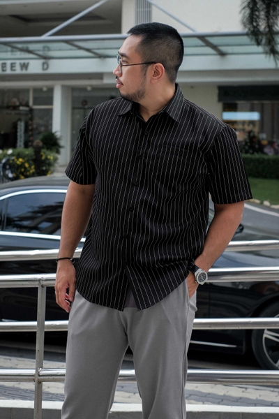 Áo Sơ Mi Bigsize Oxford Kẻ sọc Đen