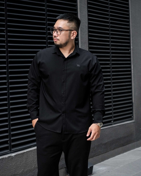 Sơ Mi Lụa Băng Trơn Đen TAY DÀI