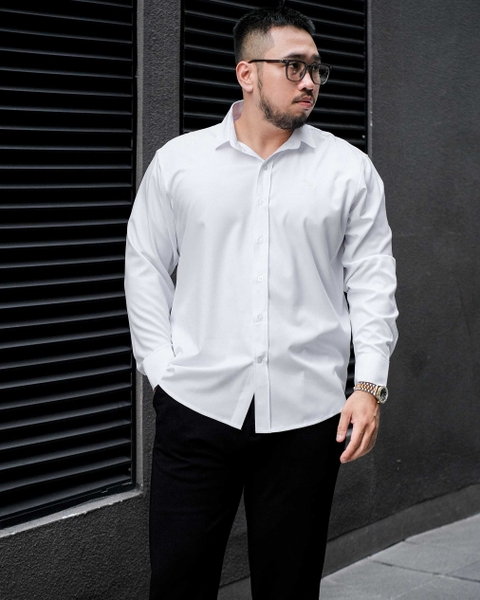 Sơ Mi Lụa Băng Trơn Trắng TAY DÀI