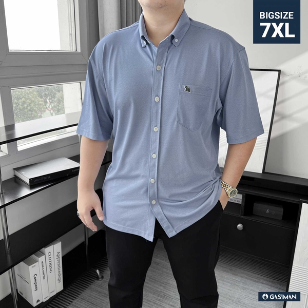 Áo Sơ mi Big size Flex Co giãn 4 chiều màu Xanh jean
