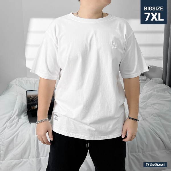 Áo thun Bigsize Thêu logo GA Xẻ tà Màu Trắng