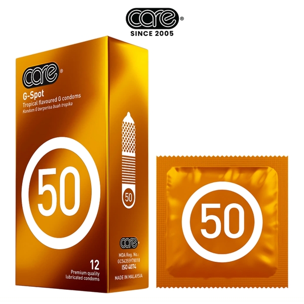 Bao cao su CARE 50 gân gai hương rừng nhiệt đới (hộp 12 bcs)