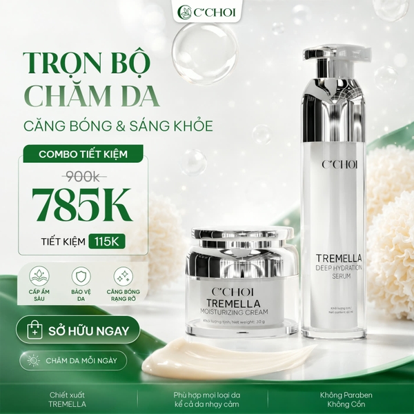Combo dưỡng ẩm, sáng da, chống nhăn da, hỗ trợ làm mờ các dấu hiệu lão hóa da C'Choi
