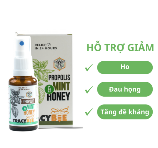 Keo ong xanh Tracybee Propolis Tutti Frutti & Honey 20ml – giảm đau rát họng, ho, viêm họng (vị trái cây)