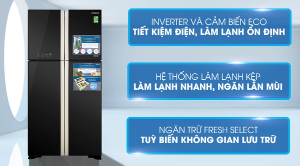 Tủ lạnh Hitachi Inverter 509 lít R-FW650PGV8 GBK Chính hãng mới 100%