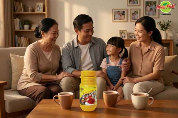 Trong phòng khách ấm áp Bột Good Cacao giúp những câu chuyện gia đình bắt đầu tự nhiên