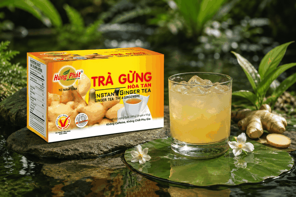 Trà Gừng Hòa Tan Hùng Phát – Ly Trà Gừng Ấm Gọn Cho Nhịp Sống Hằng Ngày