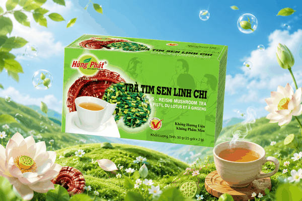 Trà Tim Sen Linh Chi Hùng Phát – Tách Trà Thảo Mộc Cho Buổi Tối Chậm Lại