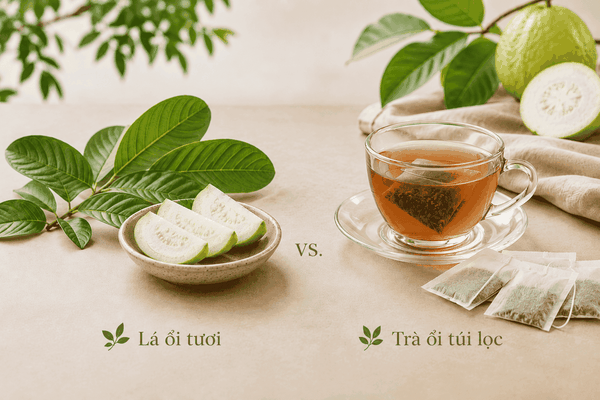 Trà ổi túi lọc và nước lá ổi tươi khác nhau như thế nào?