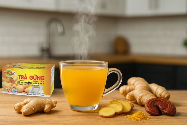 Trà Gừng Hòa Tan Hùng Phát – Khi Hương Gừng Việt Bước Ra Từ Gian Bếp Đời Thường