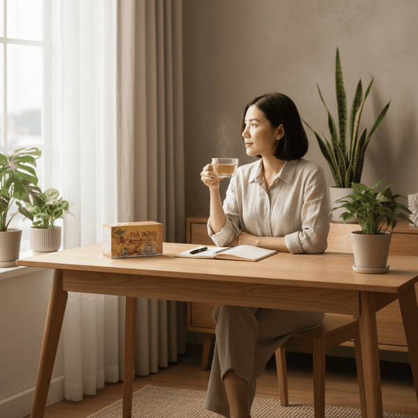 Trà Gừng Hòa Tan Hùng Phát Trong Sinh Hoạt Hằng Ngày Của Người Đi Làm