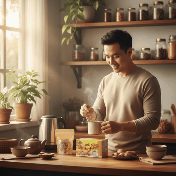 Cách Pha Trà Gừng Hòa Tan Hùng Phát Khi Không Có Nhiều Thời Gian