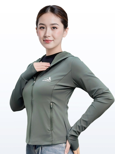 UPF100 | Áo khoác chống nắng nữ thể thao ôm body WJ25001 thấm hút mồ hôi & kháng khuẩn