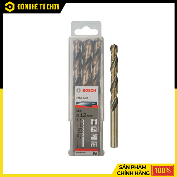 Mũi Khoan Sắt HSS-G Bosch 2608595081 12.0mm Hộp 5 Mũi Khoan Chính Xác Độ Bền Cao – Hàng Chính Hãng, Có VAT