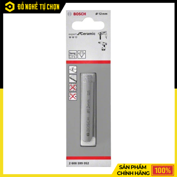 Mũi Khoan Kim Cương Bosch 12mm 2608599052 Khoan Gạch Men, Granite Chính Xác, Hạn Chế Nứt Vỡ | Hàng Chính Hãng, Có VAT