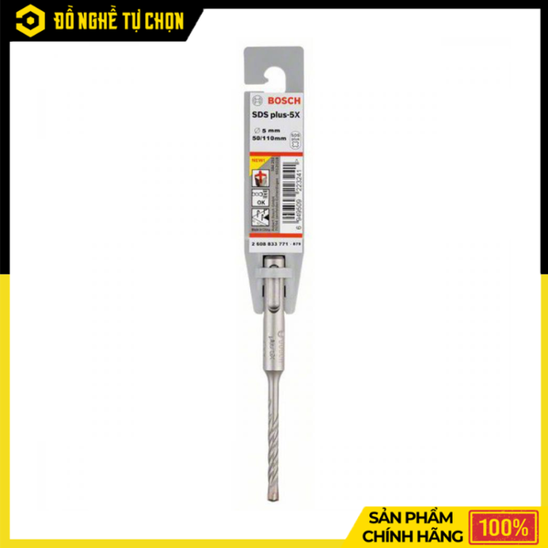 Mũi Khoan SDS Plus-5X Bosch 16x150x210mm 2608833825 Khoan Bê Tông Siêu Bền, Chính Xác Cao | Hàng Chính Hãng, Có VAT