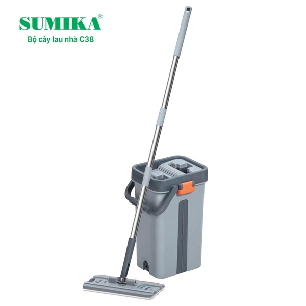 Bộ cây lau nhà SUMIKA C38, thùng lau nhà 2 ngăn tự vắt