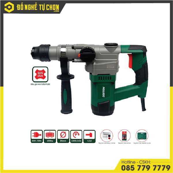 Máy khoan cầm tay, hiệu DEKTON, dụng cụ cầm tay hoạt động bằng động cơ điện, model DK-RH2702