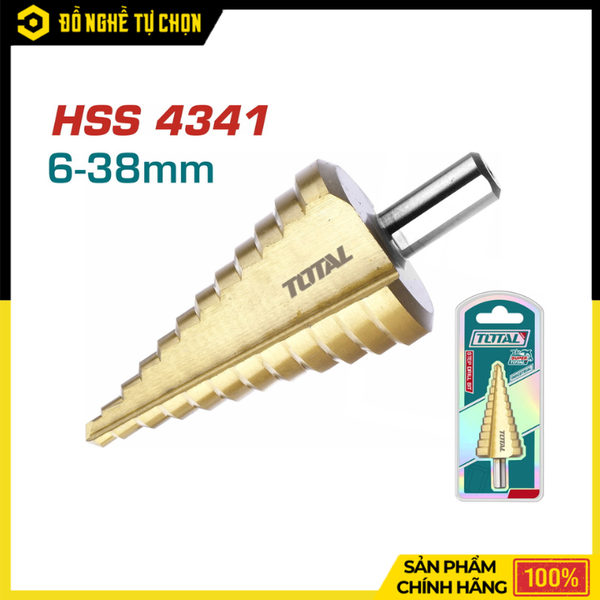 Mũi Khoan Tháp Total TAC7563801 6-38mm HSS Cao Cấp, Khoan Mở Rộng Lỗ Chính Xác Trên Kim Loại Tấm | Hàng Chính Hãng, Có VAT