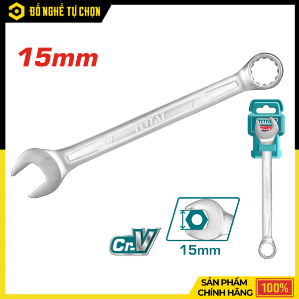 Cờ Lê Vòng Miệng Total TCSPA151 15mm – Siết Mở Nhanh, Chắc Chắn, Chịu Lực Tốt | Hàng Chính Hãng, Có VAT