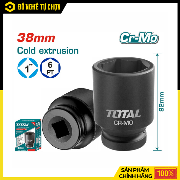Đầu Tuýp Đen Lục Giác 1 Inch 38mm Total THHISD0138L Chịu Lực Siêu Bền, Chuyên Dùng Cho Máy Xiết Bu Lông Công Nghiệp | Hàng Chính Hãng, Có VAT