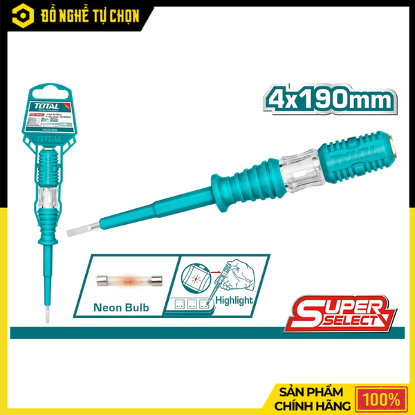 Bút Thử Điện Total THT291908 190mm Kiểm Tra Điện Áp Nhanh Thiết Kế An Toàn – Hàng Chính Hãng, Có VAT