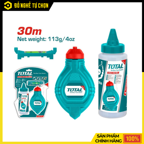 Bộ Phấn Vẽ Đường Thẳng 30m Total THT661301 Tạo Đường Chuẩn Xác, Thi Công Nhanh Chóng Và Chuyên Nghiệp | Hàng Chính Hãng, Có VAT