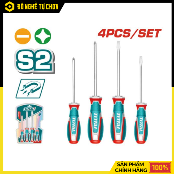 Bộ 4 Tua Vít Dẹp & Bake Total TKSDS0426 Đa Năng, Cứng Cáp, Thao Tác Chính Xác | Hàng Chính Hãng, Có VAT