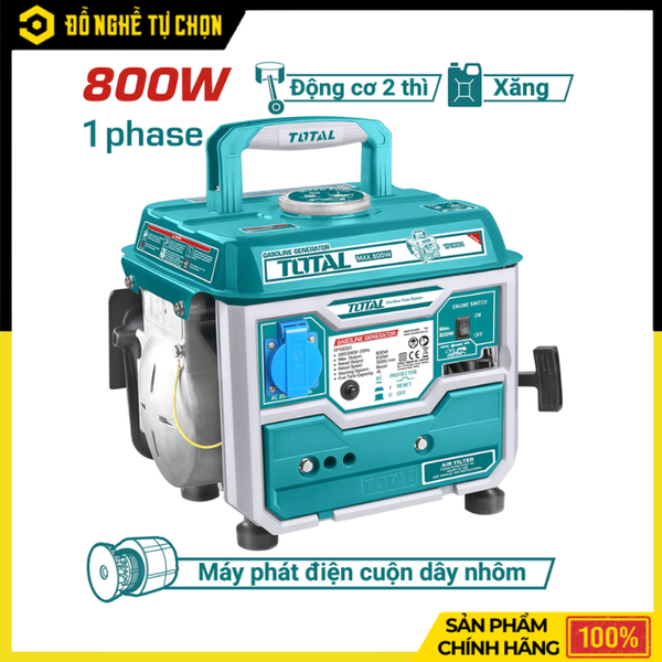 MÁY PHÁT ĐIỆN DÙNG XĂNG PHA NHỚT TOTAL TP18001 – NHỎ GỌN, TIẾT KIỆM, VẬN HÀNH ÊM ÁI