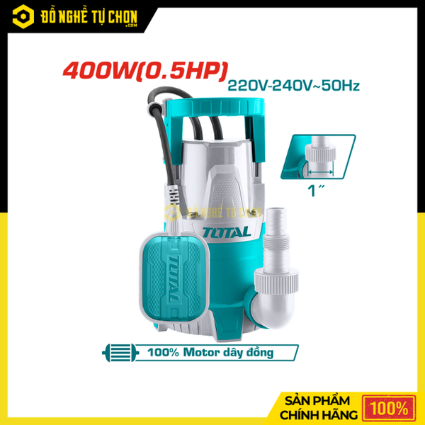 Máy bơm chìm nước sạch dùng điện - Hiệu Total - Model: TWP64006 - Công suất: 400W
