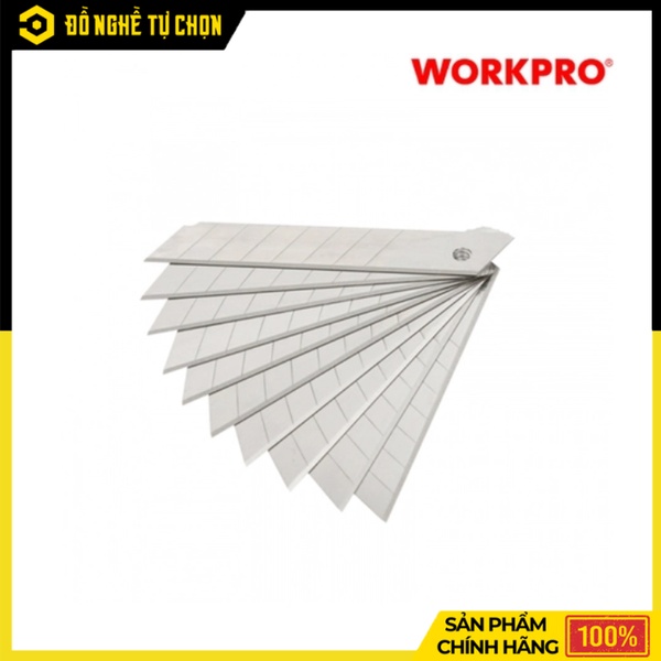 Lưỡi Dao Rọc Giấy Thép SK5 18mm Workpro W212002 (10 Cái) – Sắc Bén, Cắt Ngọt, Độ Bền Cao | Hàng Chính Hãng, Có VAT