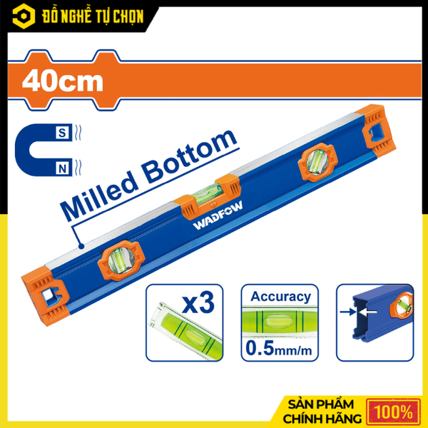 Thước Thủy Nam Châm Mạnh 40cm Wadfow WSL3G40 Cân Bằng Chính Xác, Bám Chắc Bề Mặt Kim Loại | Hàng Chính Hãng, Có VAT