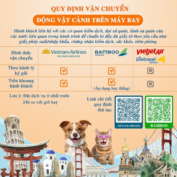 Quy định vận chuyển động vật cảnh trên máy bay