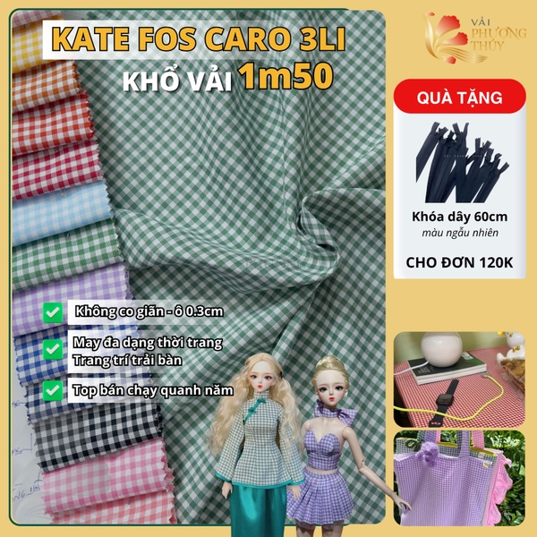 Vải kate fos caro 3li Phượng Thúy khổ 1m50