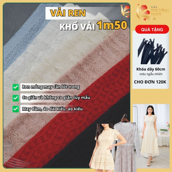 Vải ren Phượng Thúy khổ 1m50
