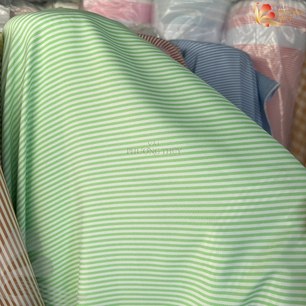 Vải kate sọc ngang Phượng Thuý khổ 1m50