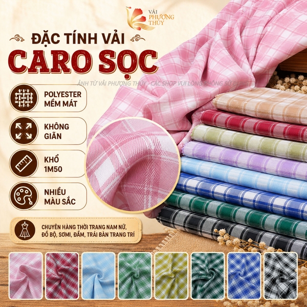 Vải kate caro sọc Phượng Thúy