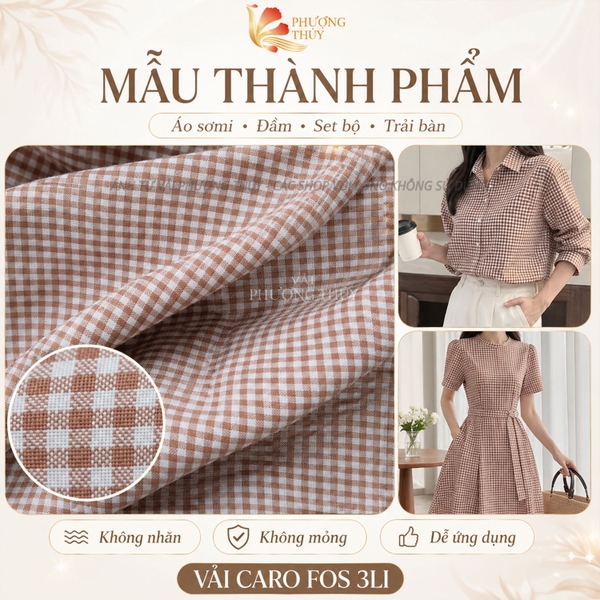 Vải kate fos caro 3li Phượng Thúy khổ 1m50