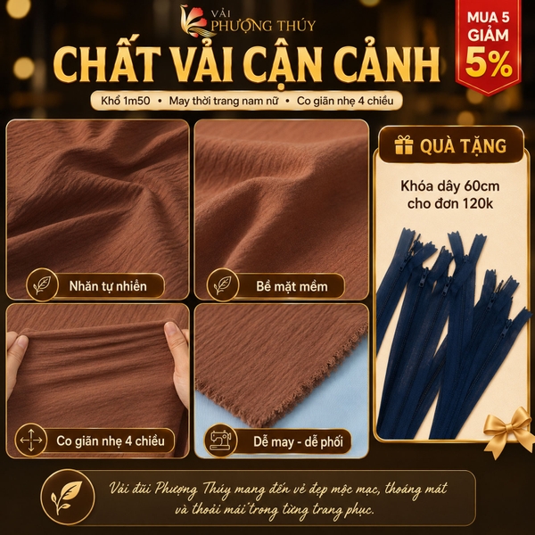Vải đũi trơn Phượng Thúy khổ 1m55