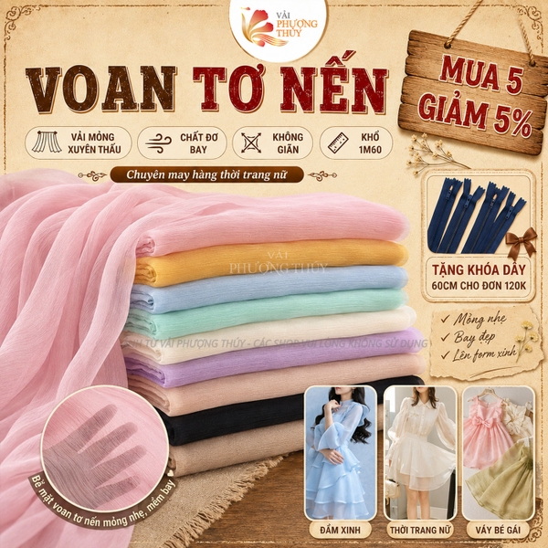 Vải tơ nến Phượng Thúy khổ 1m60