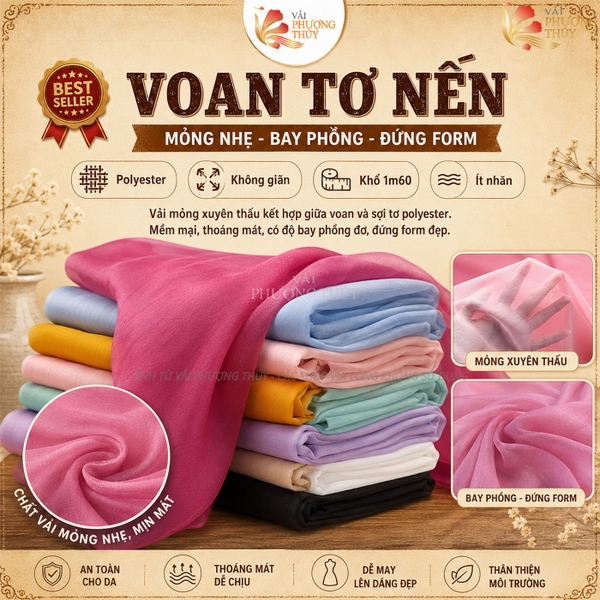 Vải tơ nến Phượng Thúy khổ 1m60