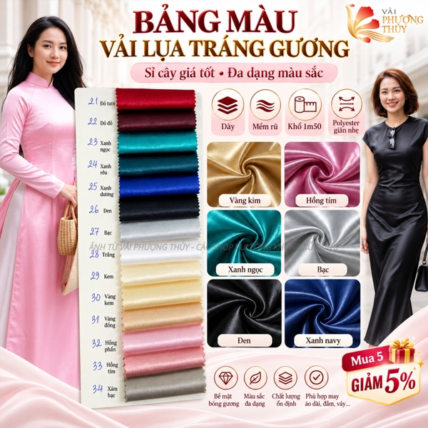 Vải lụa tráng gương Valentino Phượng Thúy