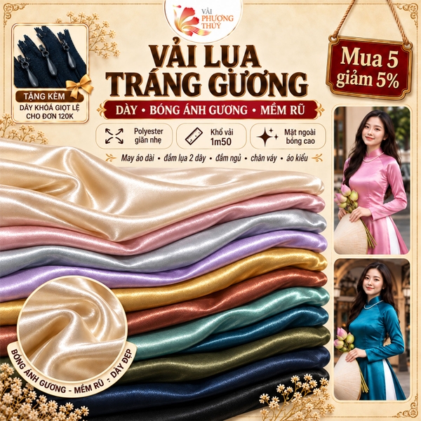 Vải lụa tráng gương Valentino Phượng Thúy