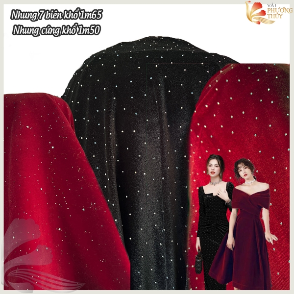 Vải nhung 7 biên Phượng Thúy khổ 1m65