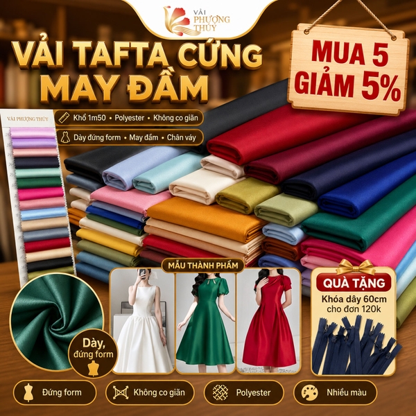 Vải Gấm Tafta Phượng Thúy khổ 1m50 | Vải may áo dài, đồ cưới