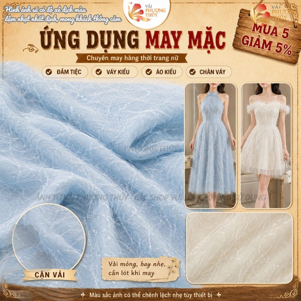 Vải voan lông vũ Phượng Thúy khổ 1m50