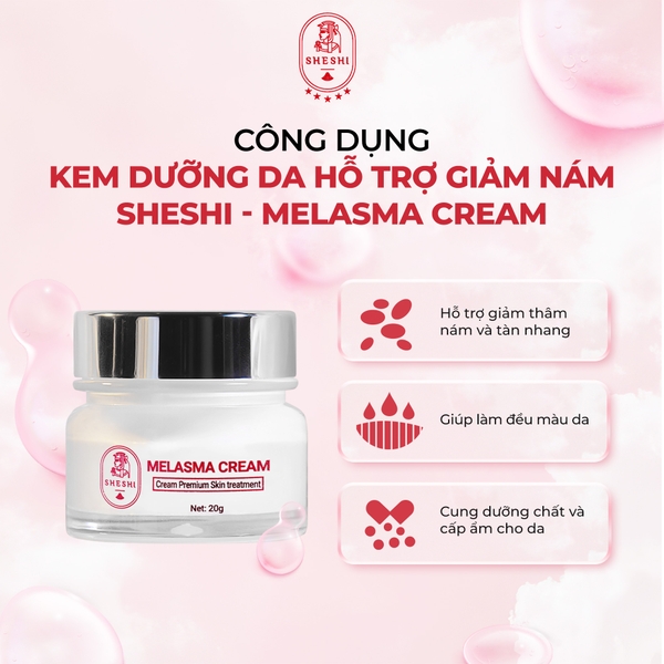 Kem nám đêm Sheshi Melasma Cream giúp làm mờ vết nám, tàn nhang và làm mờ các vết thâm 20g